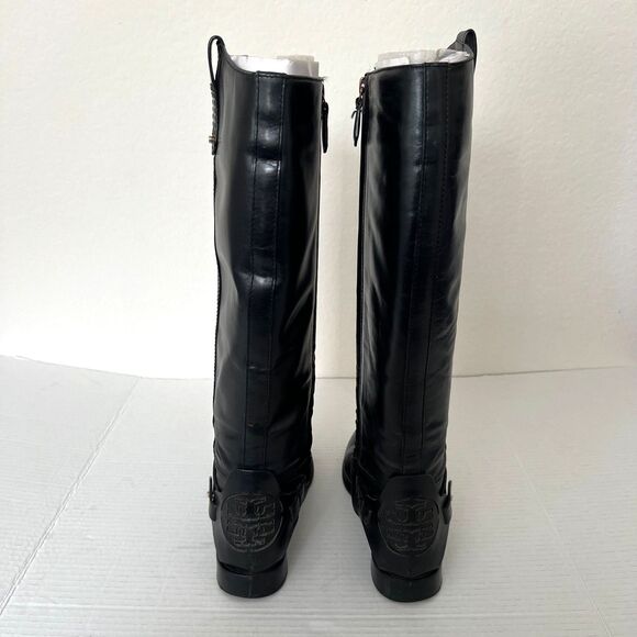 TORY BURCH Black Derby Tall Leather Riding Boots Womens 6 US - Picture 5 of 13